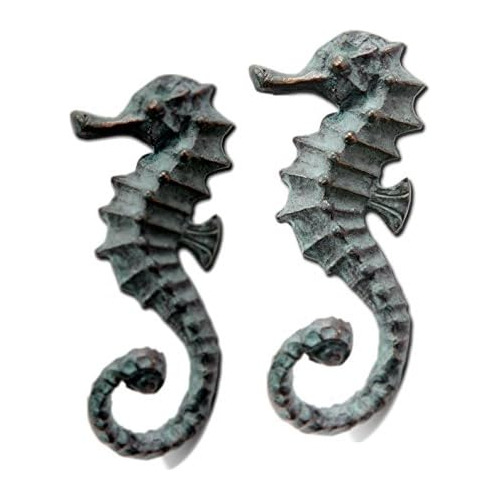 Seahorse Hooks Set Of 2 Cast Iron 5 Inch Wall Decor