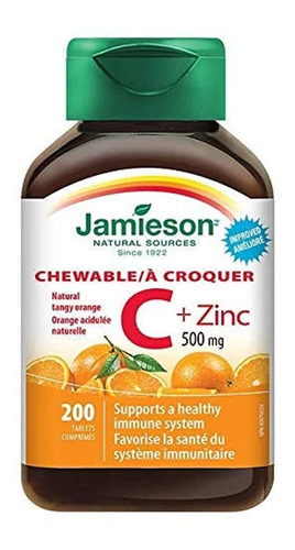 Vitamina C Masticable 500 Mg + Zinc, Naranja Natural