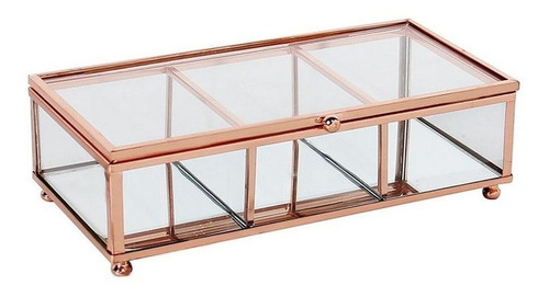 Porta Objetos Vidro E Metal Cobre 20x6cm Kv0164 Btc
