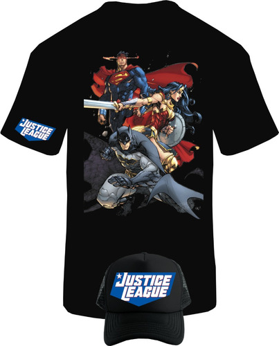 Camiseta Manga Corta Trinidad Batman Superman Obsequio Gorra