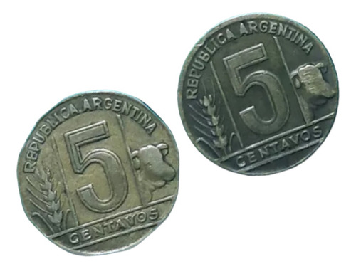 5 Centavos 1949 Con Error En Su Canto + 5 Centavos De 1950