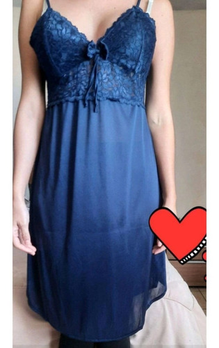 Camisón De Dormir Tipo Vestido Cómodo De Razo Con Encaje