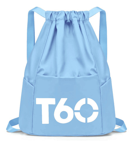 Mochila Masculina Com Fechamento Em Cordão Esportiva Futebol Cor Azul-claro