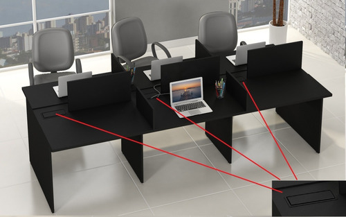 Imagem 2 de 7 de Mesa Escritório Plataforma 6 Lugares 2,70x1,20 Estação Preto