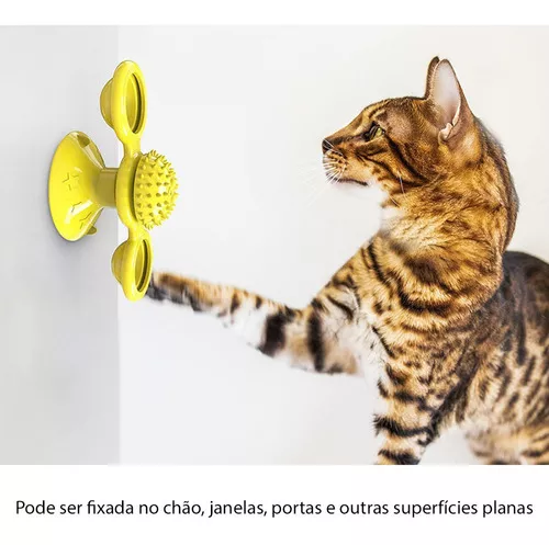 Brinquedo para Gatos de Moinho de Vento Amarelo