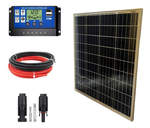Kit Painel Placa Energia Fotovoltaica 80w Controlador 30a