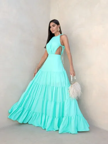 Vestido De Festa Longo Verde Tiffany MercadoLivre