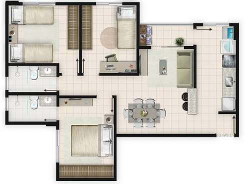 Imagem 11 de 11 de Apartamento De 2 E 3/4 No Yes Buriti Pronto Pra Morar
