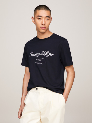 Playera Azul Exclusive Con Logo Tommy Hilfiger Hombre