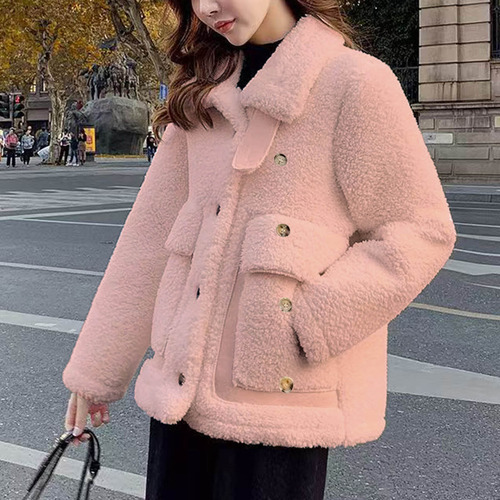 Abrigo De Lana De Cordero R Para Mujer, De Otoño E Invierno, Grueso 4002