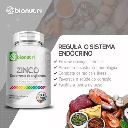 Zinco Quelato 60 Cápsulas 500mg Bionutri