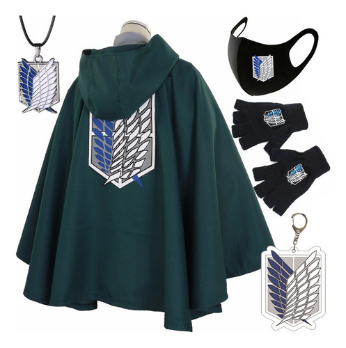 Attack On Titan - Capa De Cosplay Verde (5 Piezas)