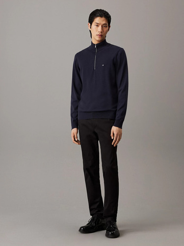 Suéter Azul Cuello Alto Y Cierre Azul Calvin Klein