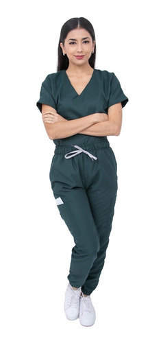 Pijama Quirúrgica Jogger Antifluidos Dama Scrubs Cupatitzio Verde Botella Liso M