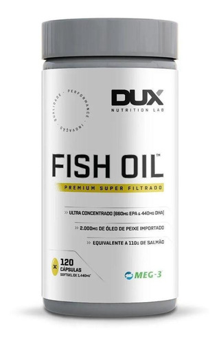 Óleo De Peixe 120 Cáps Fish Oil Dux Nutrition Com Epa E Dha Sabor Neutro