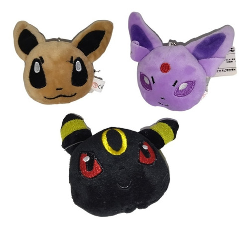 Mini Peluches Pokemon - Set X 3: Eevee, Umbreon Y Espeon