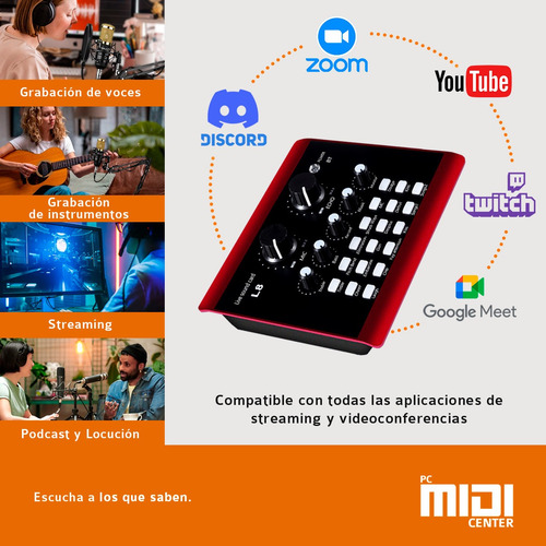 Imagen 3 de 10 de Placa Sonido Midiplus L8 Stream Bluetooth Celular Pc Grabar