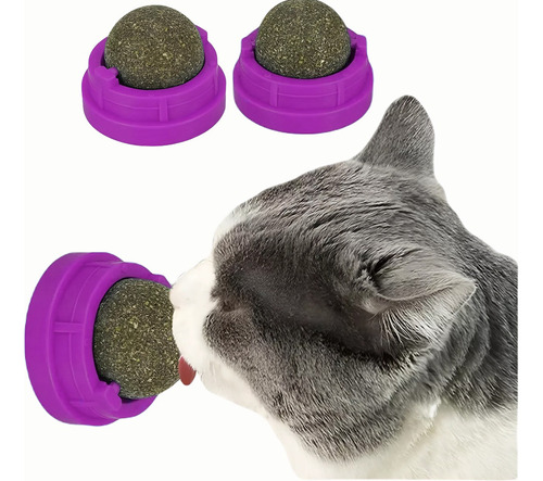 X3 Bola Hierba Gatera Catnip Snack Gatos Bola Adhesiva Cat Color Morado