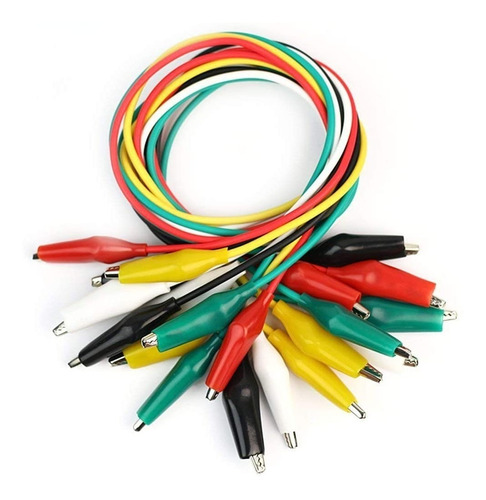 Imagen 1 de 4 de X10 Pinza Clip Cocodrilo 5 Colores Con Cable De 50cm Hobb