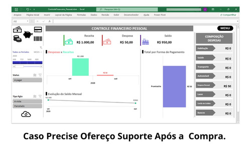 Planilha Excel Controle Pessoal Financeiro Completa