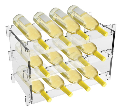 Estante De Vino Modular Apilable De 12 Botellas, Acríl...