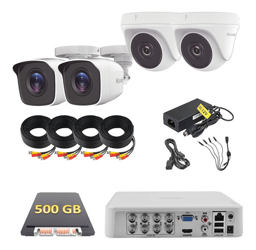 Kit Video Vigilancia 4 Cámaras Hd 720p 500gb 8ch 2c30 2c18