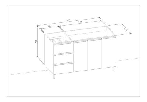 Mueble Bajo Mesada 140