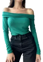 Comprar Remera Cuello Bote Manga Larga Modal Soft