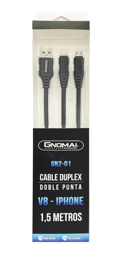 Cable Duplex Para iPhone Y Mircro Usb 2 En 1 Gnomai