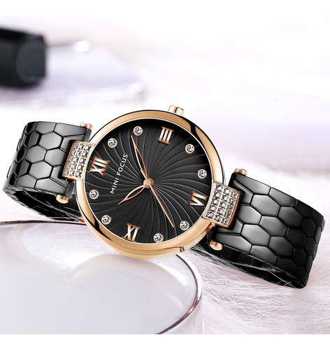 Reloj Impermeable De Cuarzo Mini Focus MF0186L Color Negro para Mujer