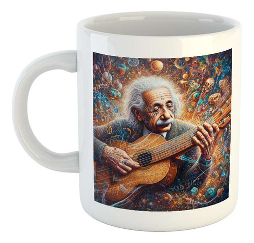 Taza Ceramica Einstein Tocando Viola Guitarra Musica