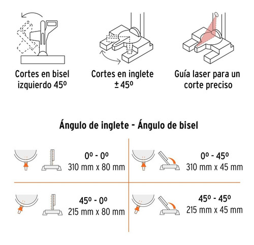 Sierra de inglete telescópica disco de 10" Truper SINCO-10X2 1900W - 127V