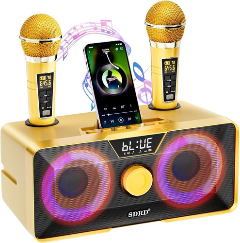 Karaoke   Portátil 2 Micrófonos Uhf, Sistema De Karao...