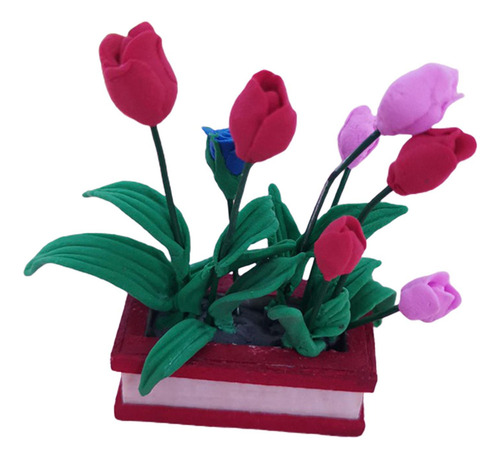 New,, 1:12 Escala Miniaturas Modelo Jardín Planta Tulipanes