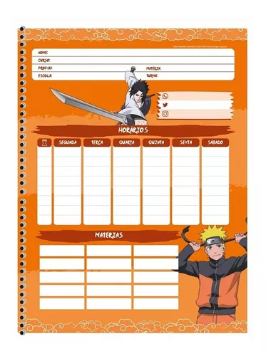 Caderno Personalizado A4 no Tema Naruto