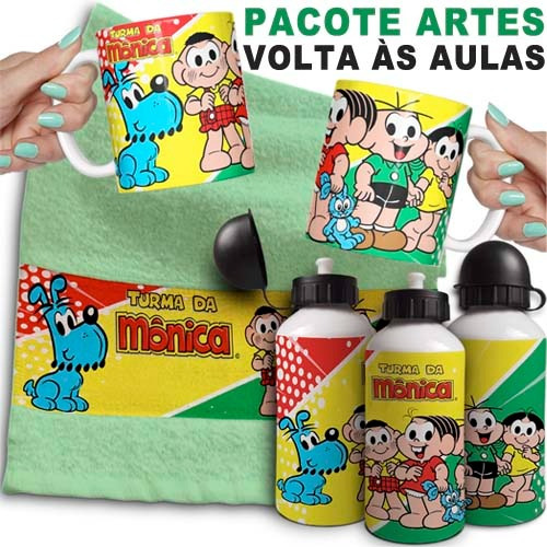 Artes Volta Aulas Toalhinhas Garrafinhas Squeeze Editáveis