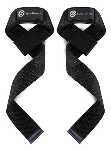 Sportisimo 2 Straps Levantamiento Gym Correas Pesas Crossfit Color Negro