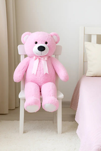 Urso De Pelúcia Gigante Rosa 80cm Antialérgico Infantil