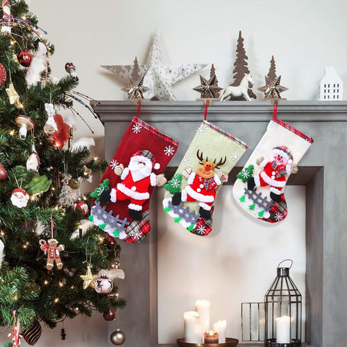 Bx B- 3 Pares Grandes Medias De Botas Navideñas Decorativas