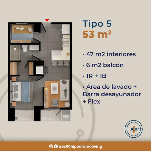 360 Hipódromo - Torre D, Modelo 5 (53 M2)