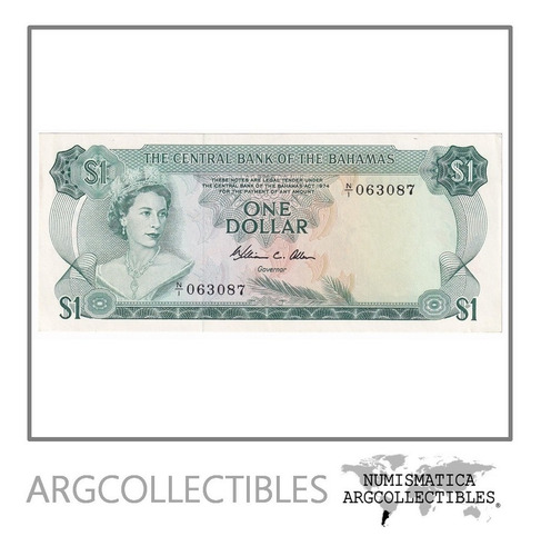 Bahamas Billete 1 Dolar Firma-w-c-allen 1974 P-35b Au