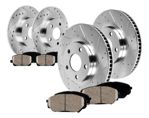 Front+rear Drill Slot Brake Rotors And Ceramic Pads For  Ccf