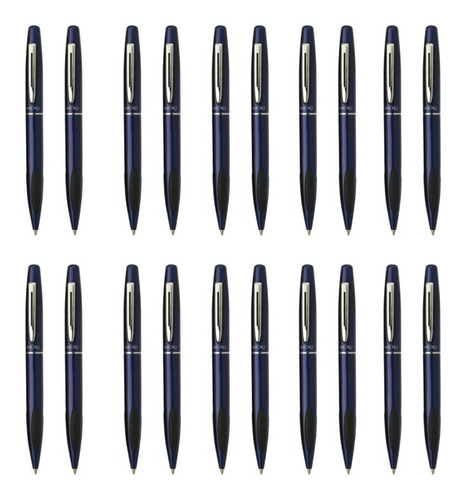 20 Boligrafo Micro Vip Colon Acero Azul Incluye Grabado