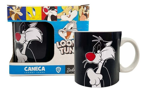 Caneca Looney Tunes Mini Frajola Frase Amam Gatos 100ml Sude