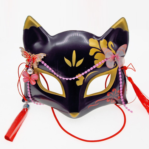 Máscara De Media Cara Japonesa Animista Gato Zorro Hada