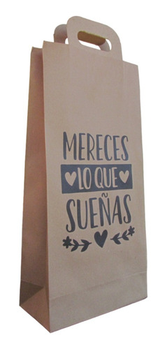 Bolsas Con Frases En Papel Madera (19x40cm) X50u