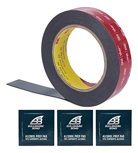 Cinta Aislante De Espuma Bullshark Bond Black 3m Heavy Duty