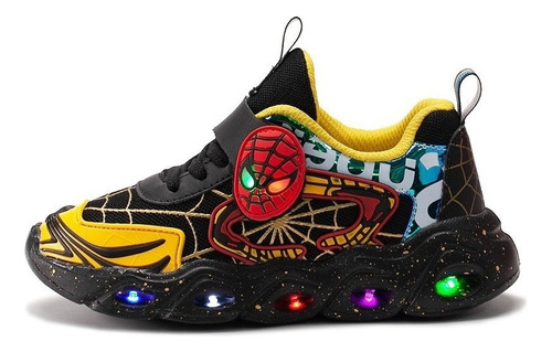 Sapatos Esportivos Infantis Homem-aranha Com Luzes Led