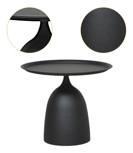 Mesa Auxiliar Pequeña, Mesa De Bebidas Forma Corta Negra
