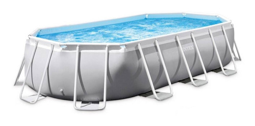 Piscina estructural ovalada Intex 26798 con capacidad de 18202 litros de 610cm de largo x 305cm de ancho  gris claro diseño mosaico